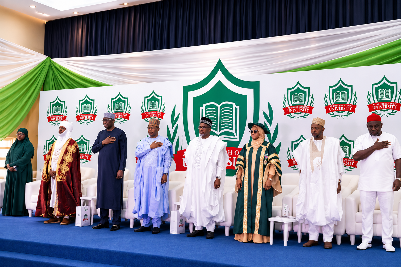 University officials and dignitaries at Al-Muhibbah Open University event.