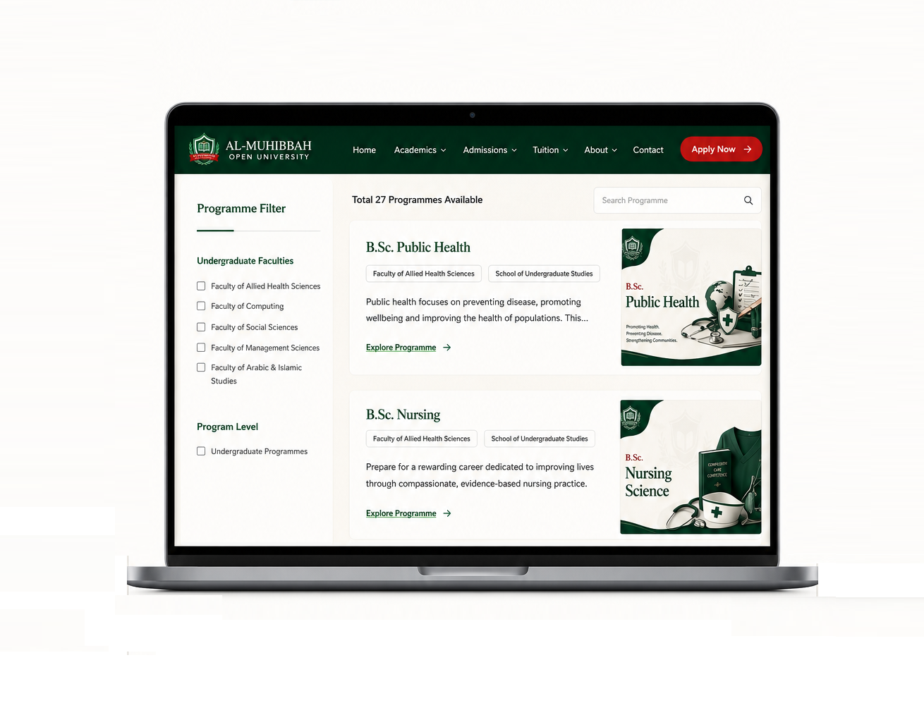 Prospective students applying to Al-Muhibbah Open University online